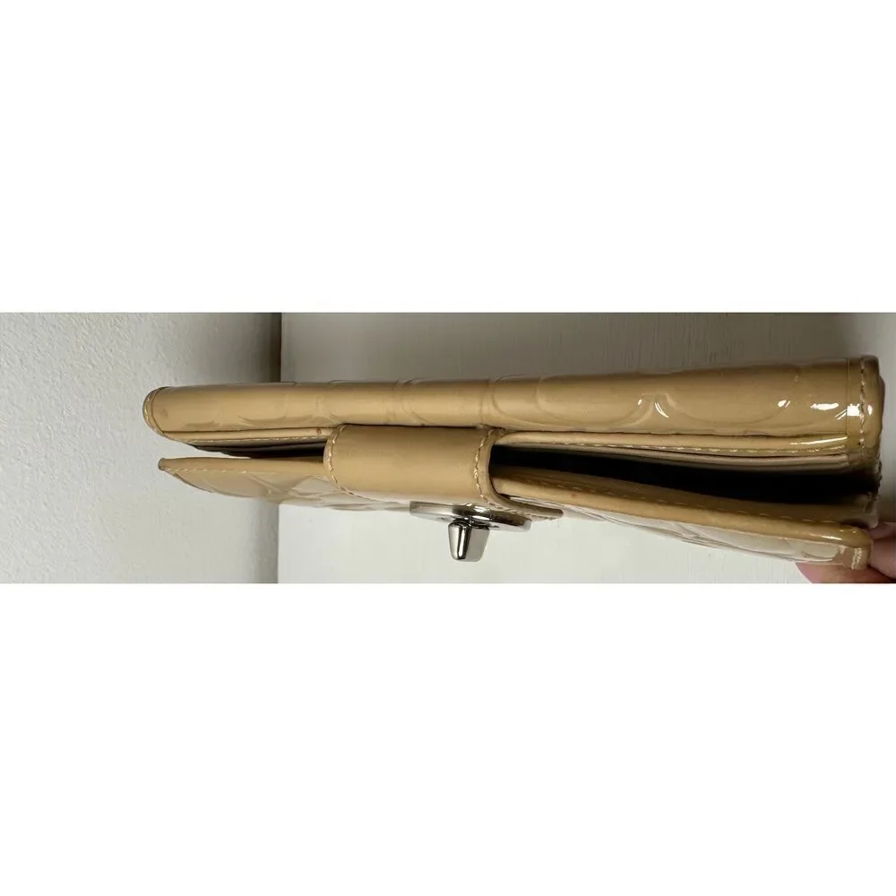Coach patent leather camel tan women’s wallet size 8”x4”   #M-1371